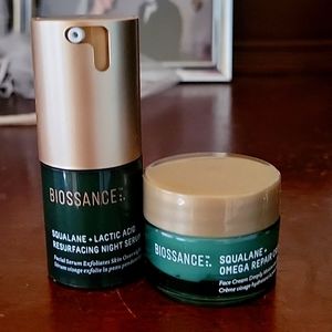 Biossance Night Serum and Night Cream duo.